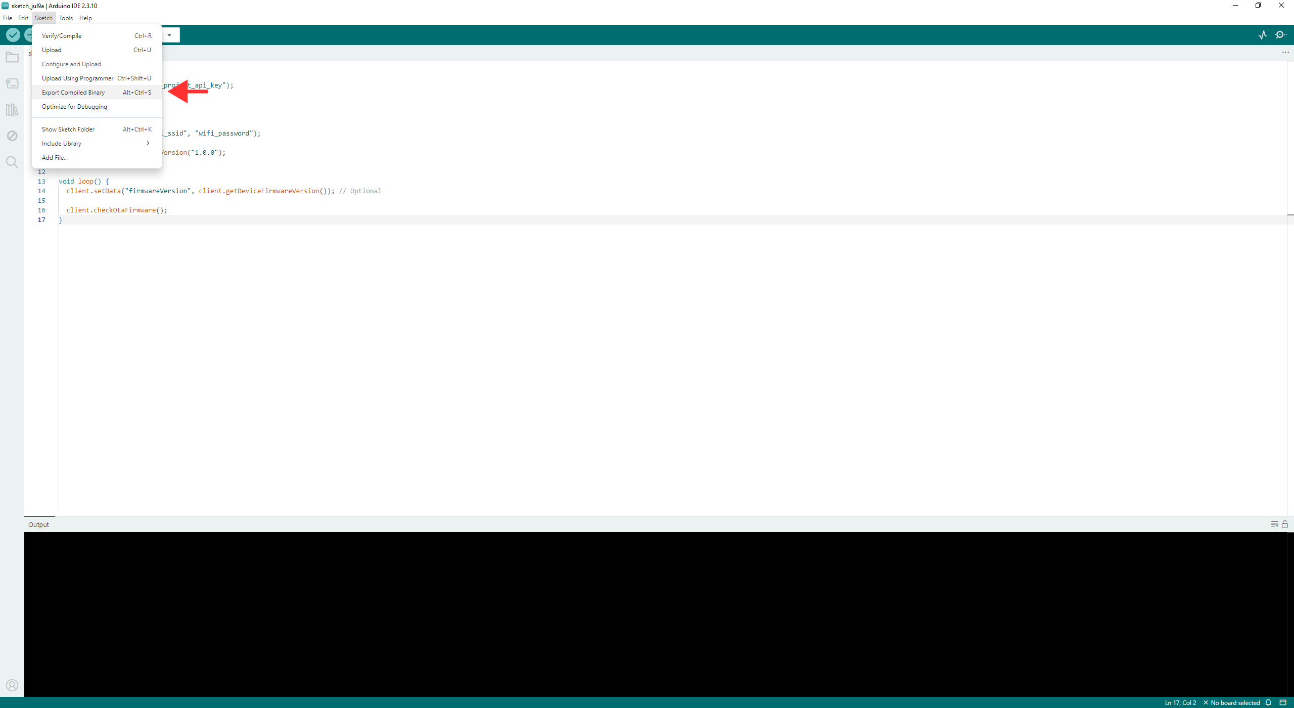 Arduino IDE Export Compiled Binary ayrıntıları